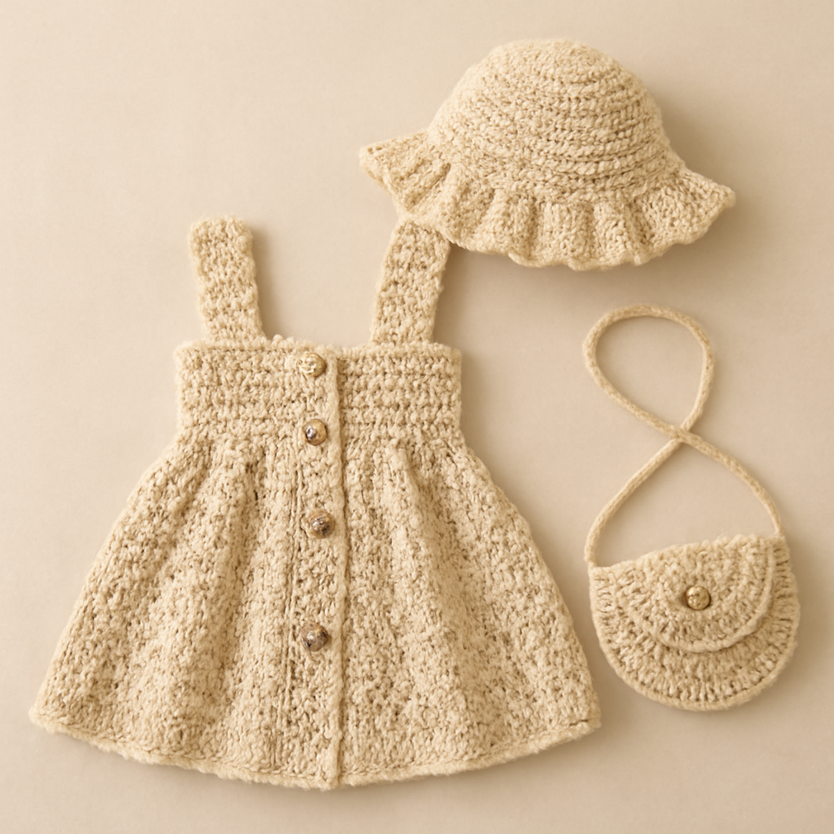 Charming Crochet Baby Dress Set with Hat & Bag for Summer