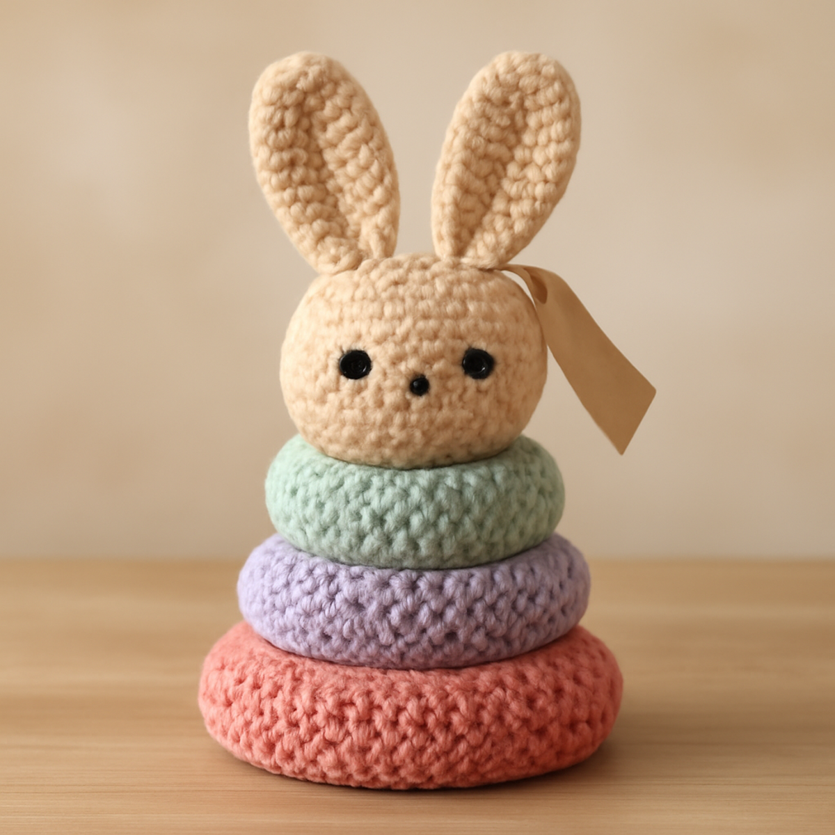 Whimsical Crochet Bunny Stacking Toy for Playful Crafters
