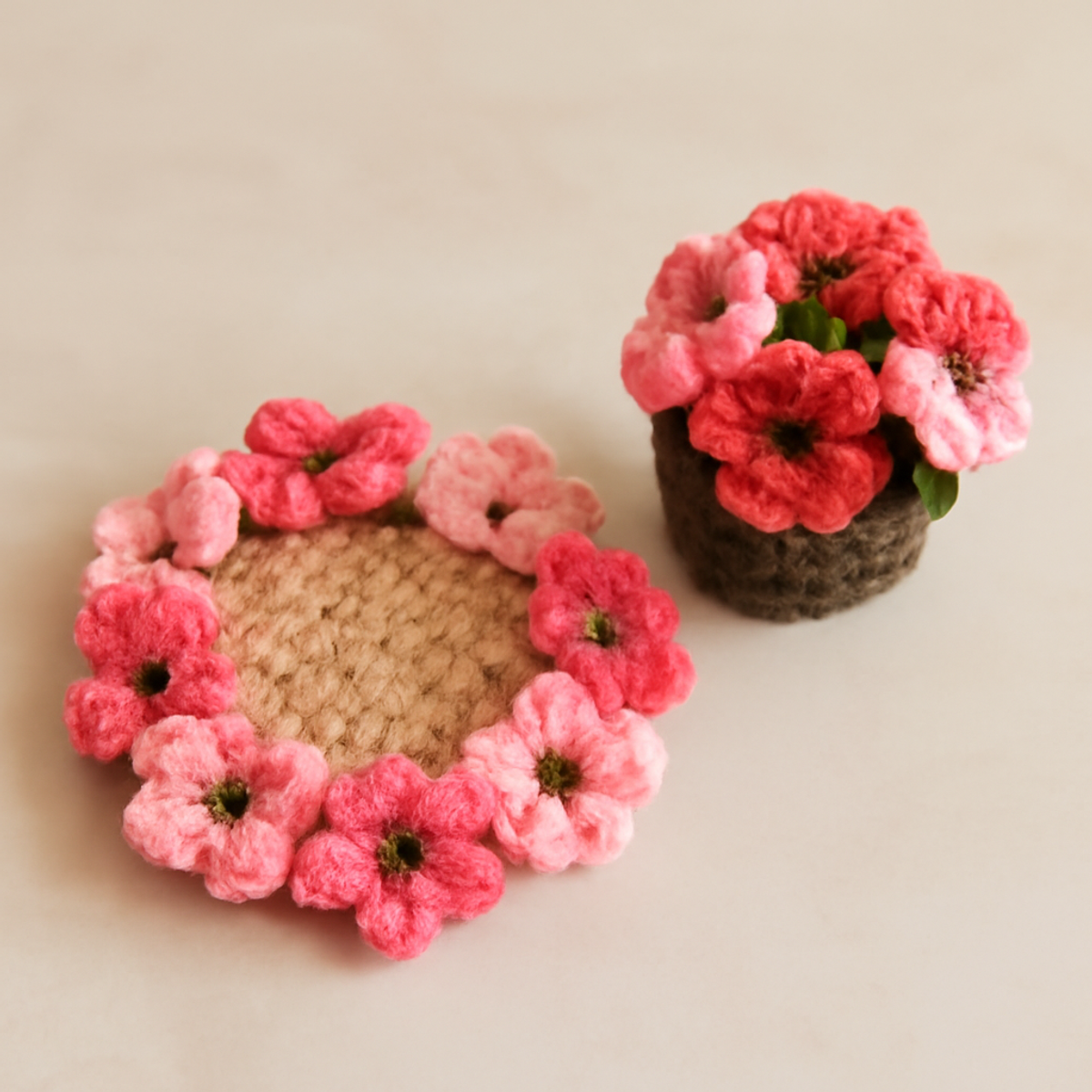 Whimsical Crochet Coaster: Floral Delight for Your Home