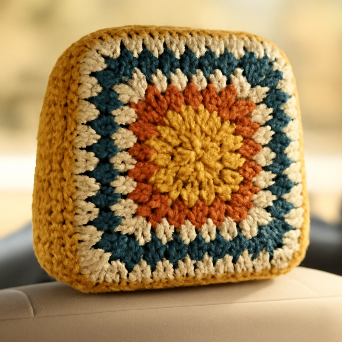 Cozy Crochet Headrest Cover for Your Car Decor