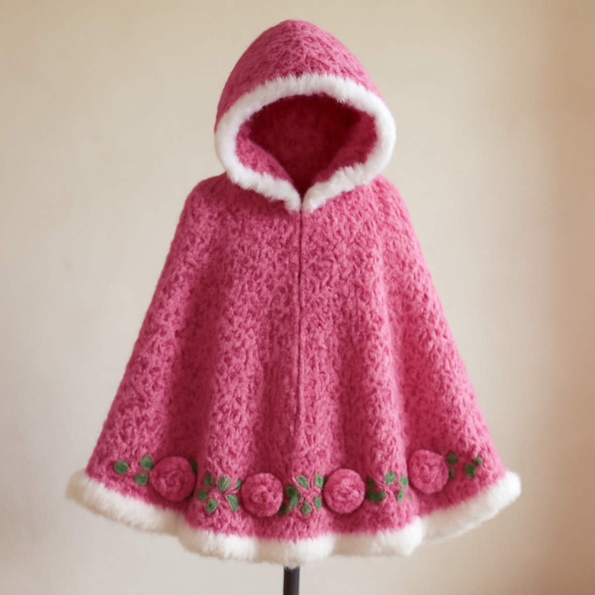 Enchanting Crochet Hooded Rose Cape for Cozy Layers
