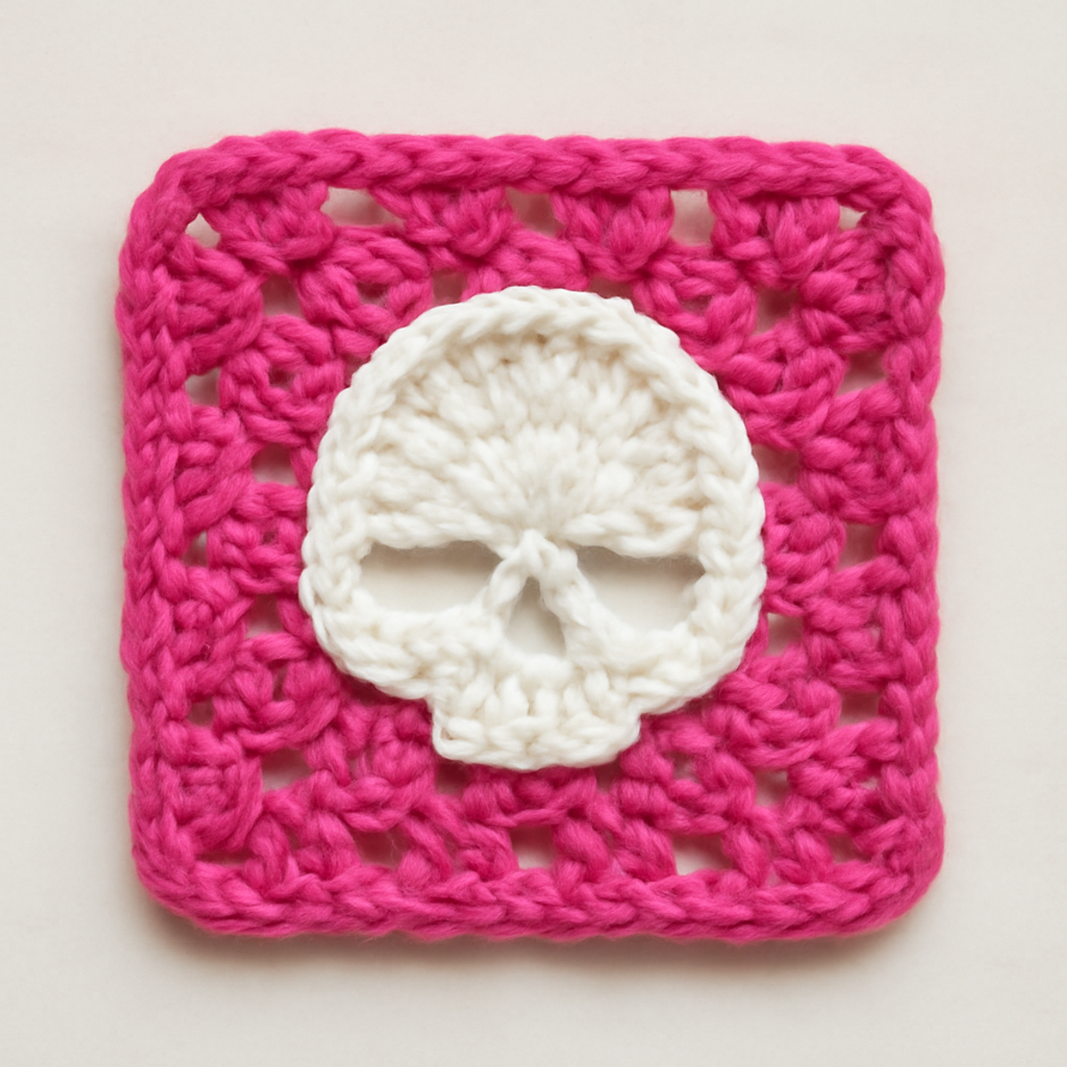 Playful Crochet Skull Granny Square: Edgy Meets Cozy