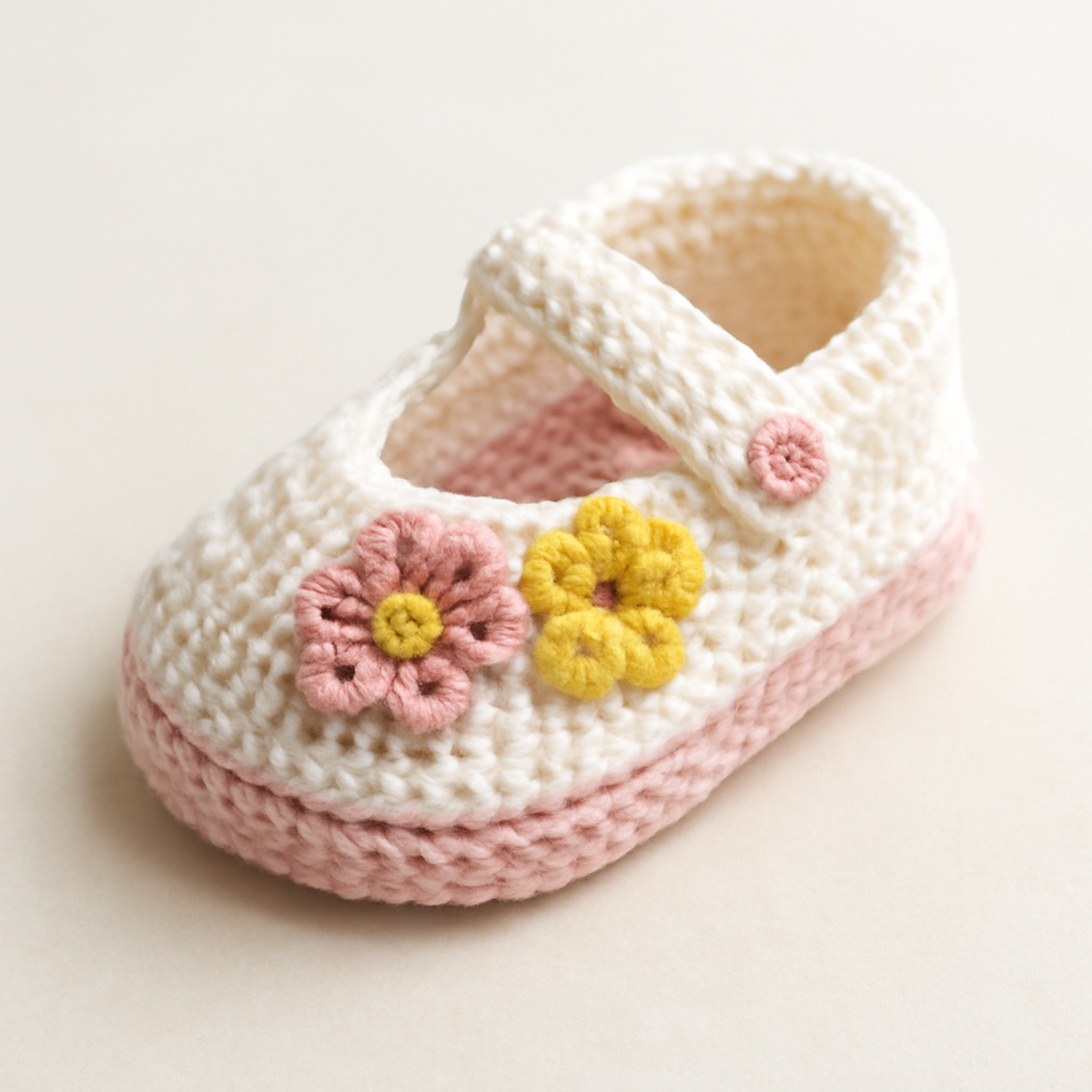 Charming Crocheted Baby Shoes with Floral Accents