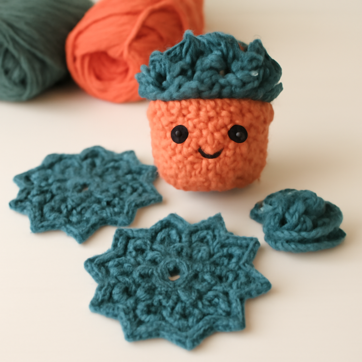Charming Succulent Coasters: A Cozy Crochet Delight
