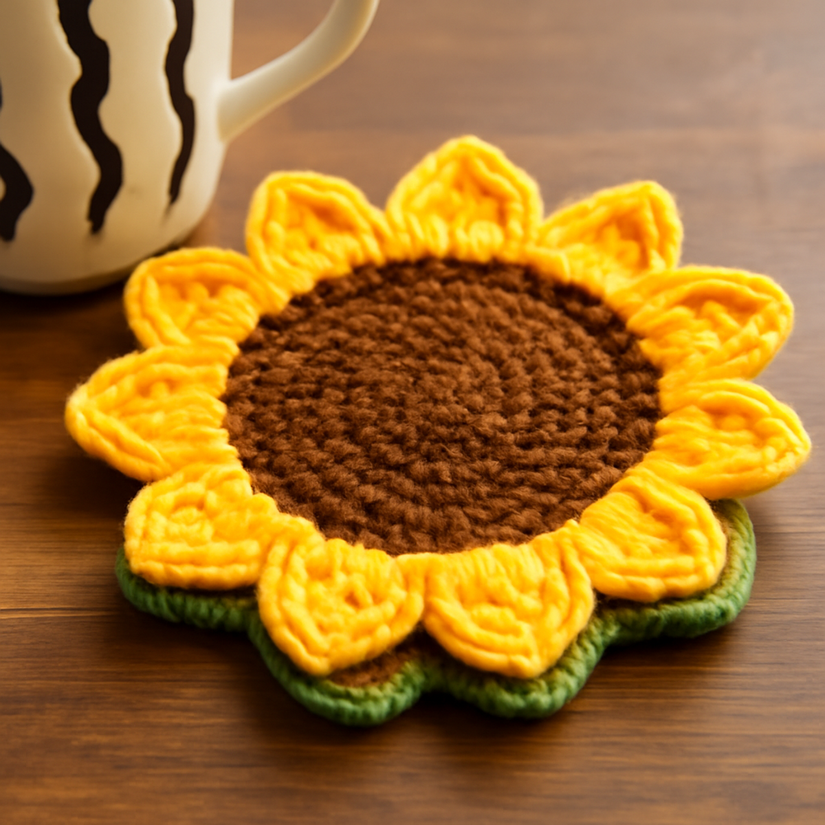 Sunny & Cheerful Sunflower Coaster Pattern for Crafters