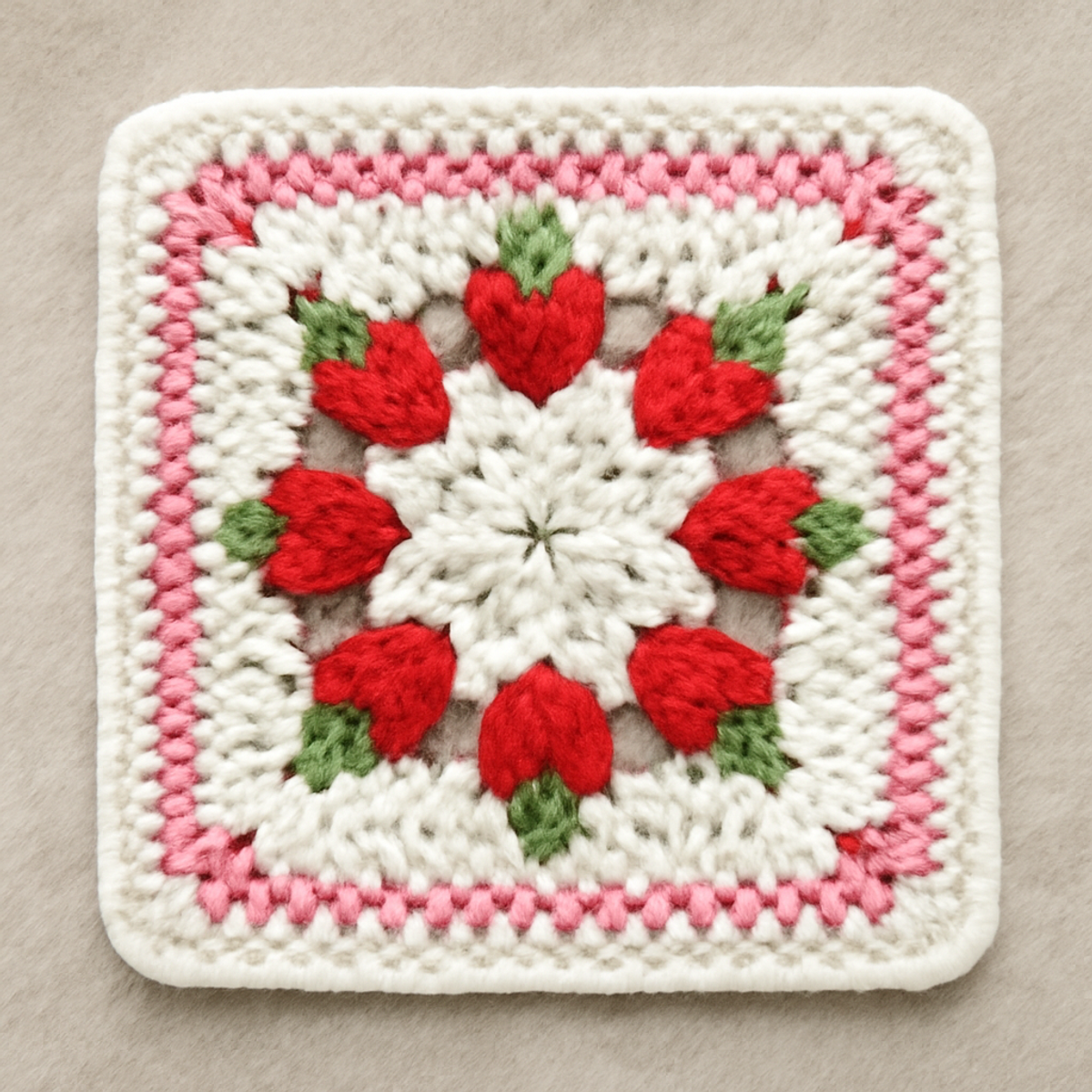 Crochet Strawberry Square: A Fresh Touch for Your Home