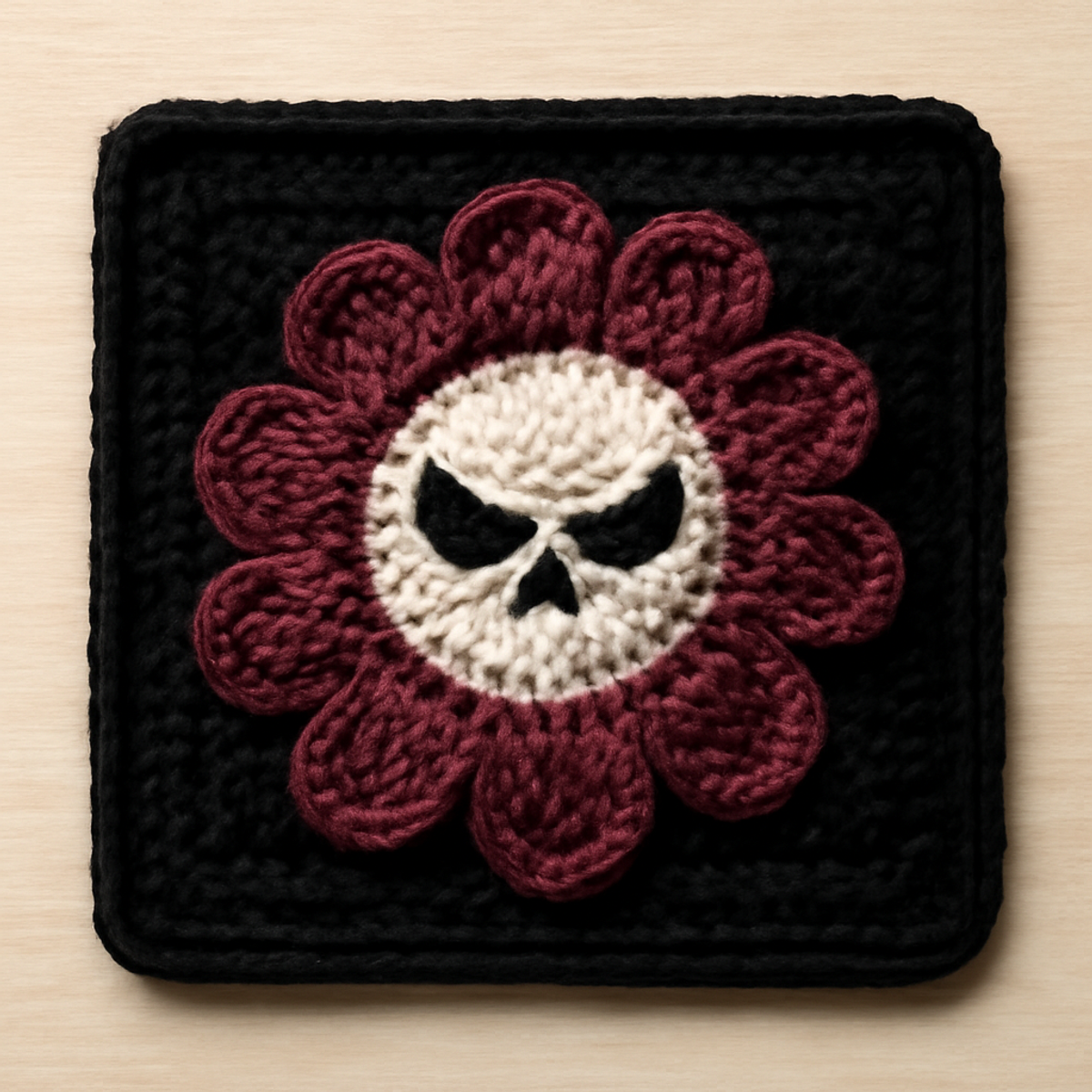 Gothic Crochet Pattern: Enchanting Skull Flower Square Tutorial